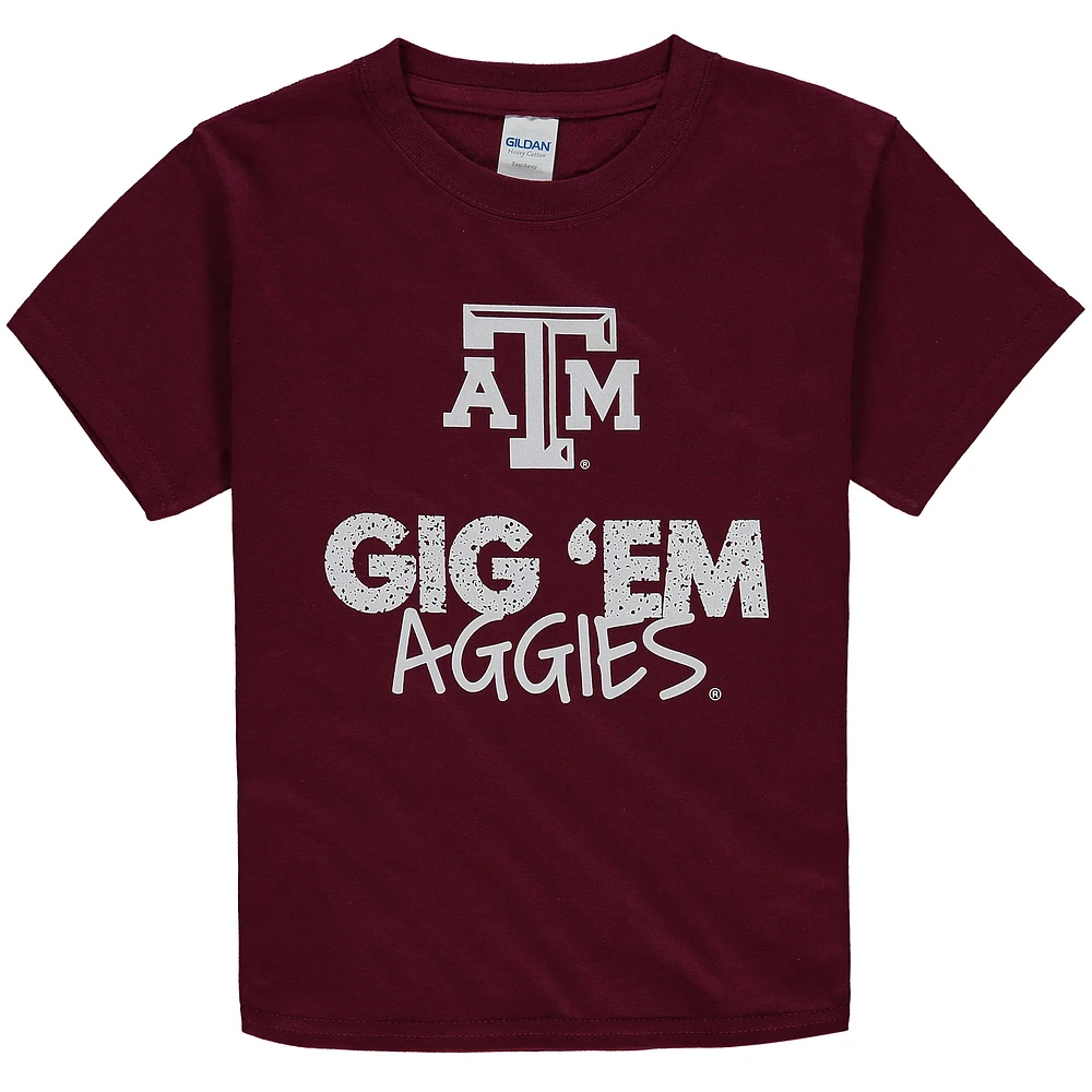 T-shirt bordeaux à col rond Texas A&M Aggies pour jeune