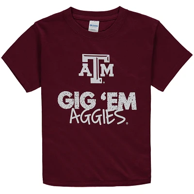 T-shirt bordeaux à col rond Texas A&M Aggies pour jeune