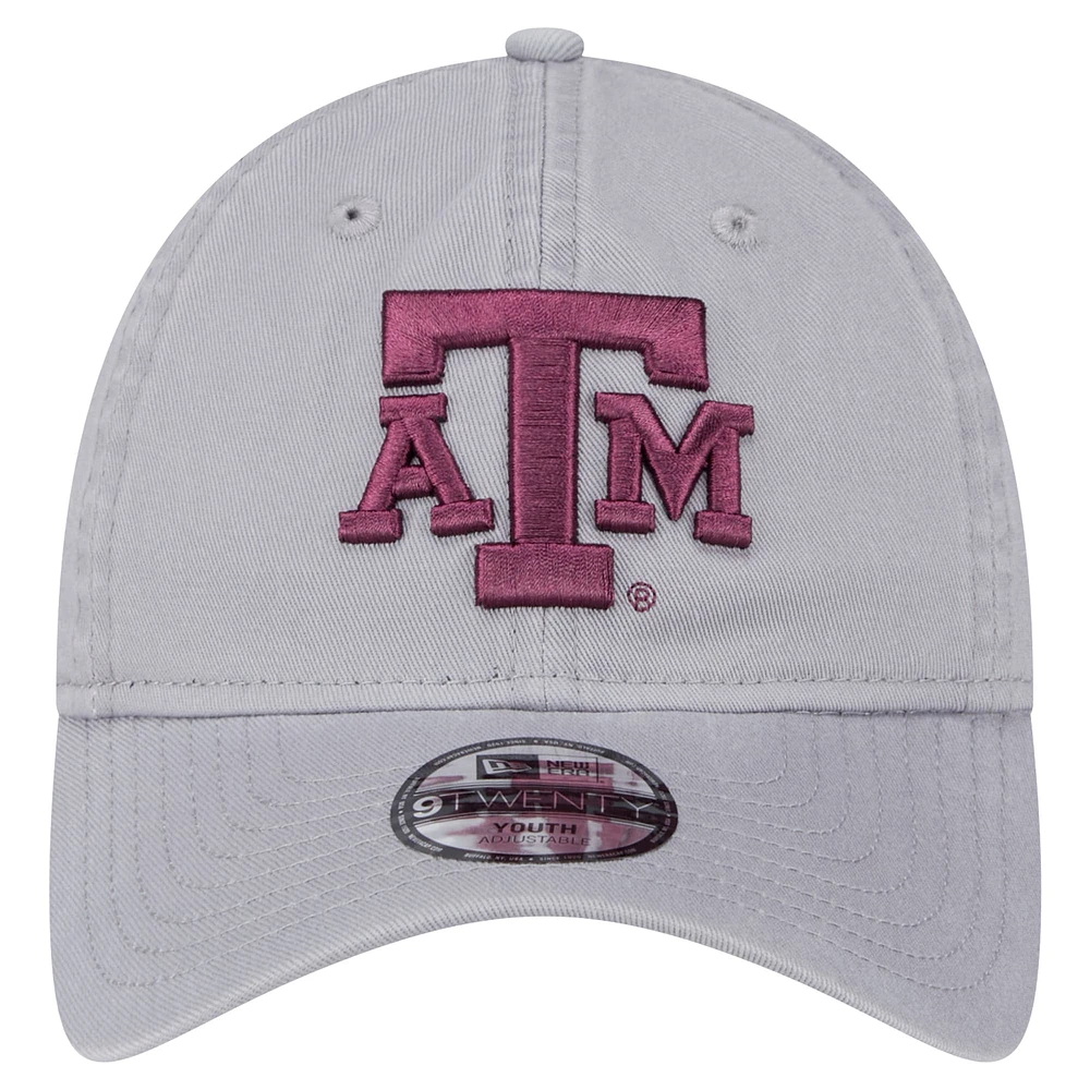 Youth New Era  Gray Texas A&M Aggies Logo 9TWENTY Adjustable Hat