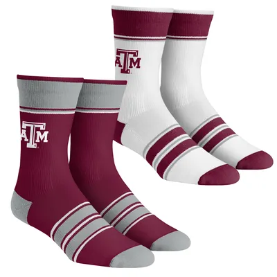 Ensemble de 2 paires de chaussettes d'équipe à rayures multiples Texas A&M Aggies pour jeune Rock Em