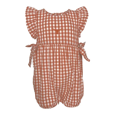 Girls Infant Garb Texas Orange Longhorns Constance Gingham Romper