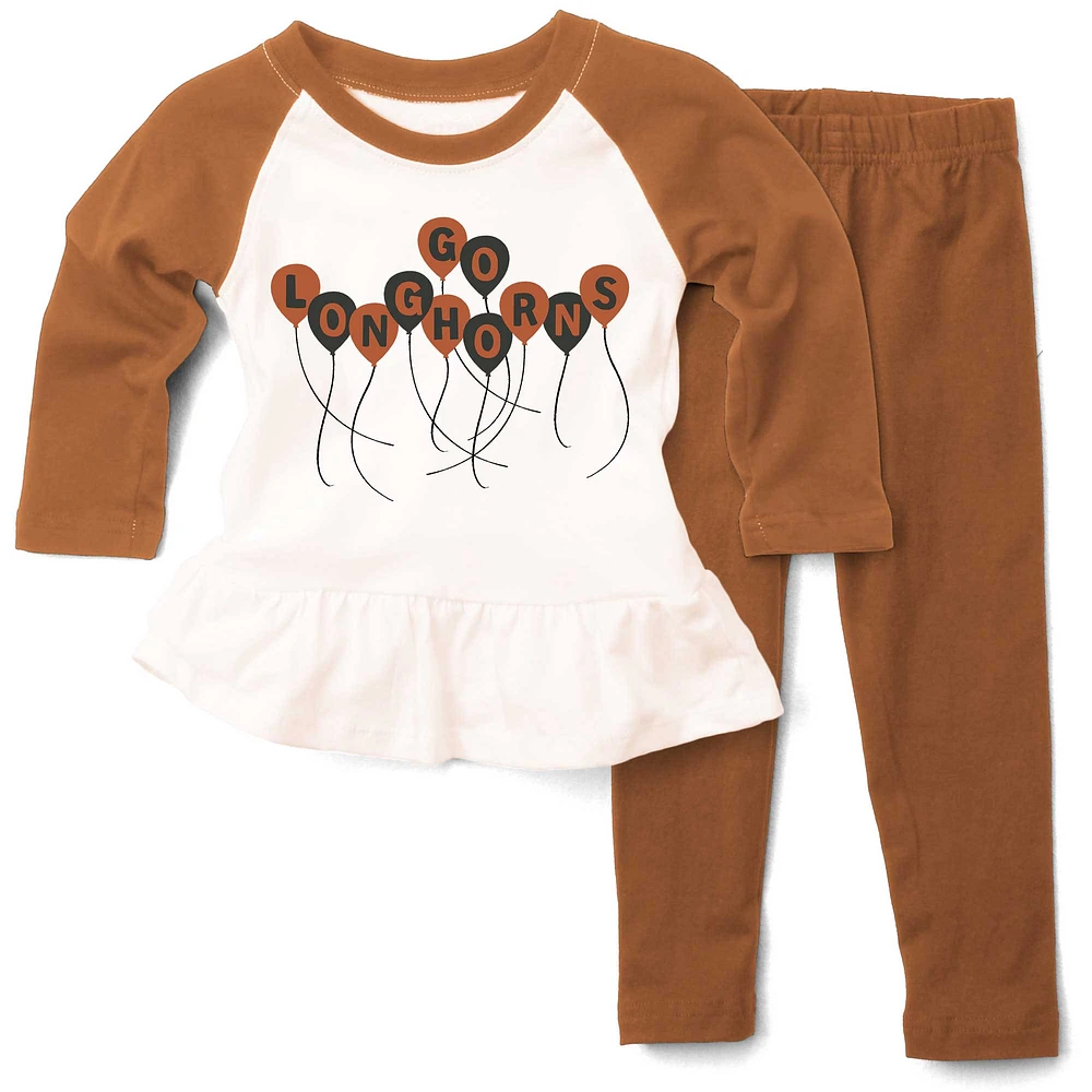 Ensemble t-shirt et legging raglan à manches 3/4 Texas Longhorns pour bébé Wes & Willy