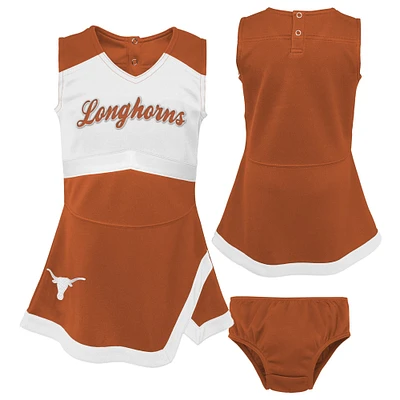 Filles Toddler Burnt Orange/Texas Longhorns Deux pièces Cheer Captain Jumper Dress & Bloomer Set