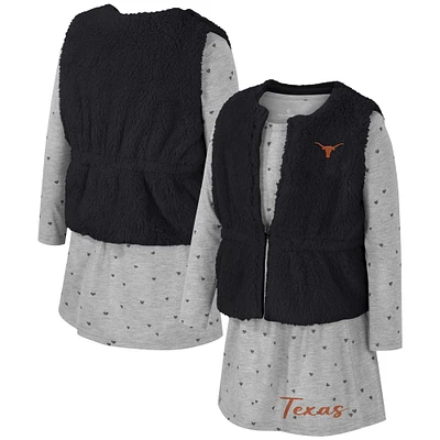 Girls Toddler Colosseum Black Texas Longhorns Meowing Vest & Dress Set