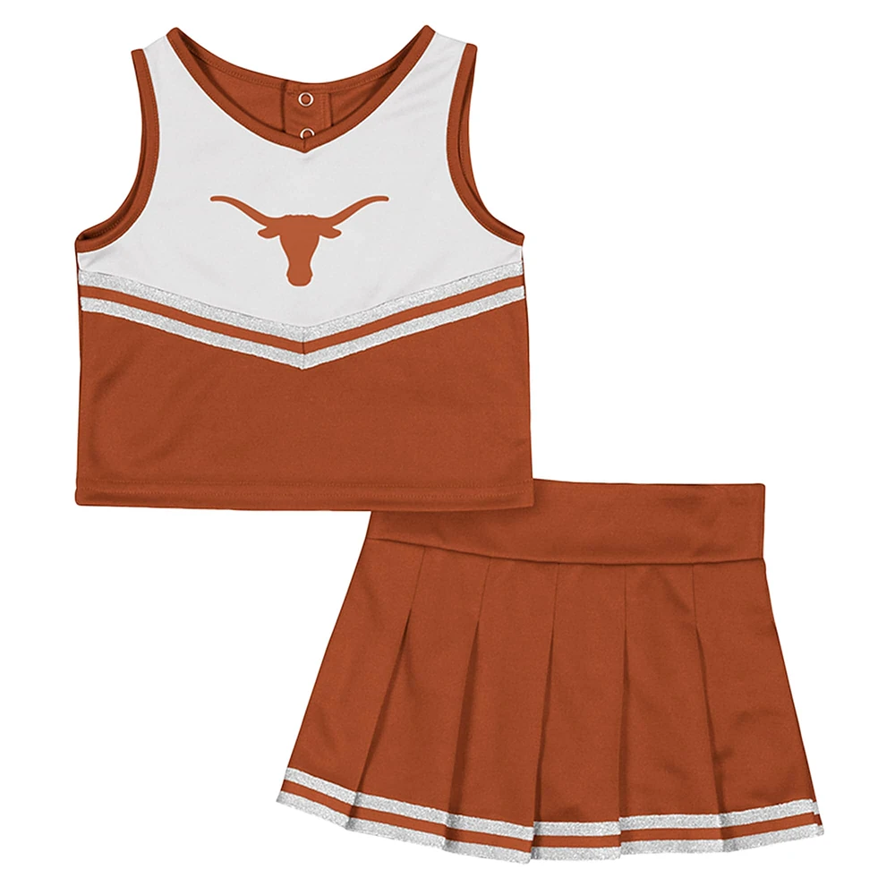 Girls Toddler Colosseum Burnt Orange Texas Longhorns Time For Recess Cheer Top & Skirt Set