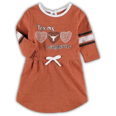 Texas Longhorns Colosseum Girls Toddler Poppin Sleeve Stripe Dress - Heathered Orange