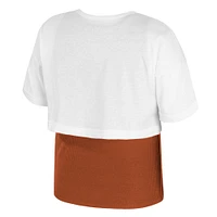 Girl's Youth Colosseum  White Texas Longhorns Gale Cropped 2Fer Top