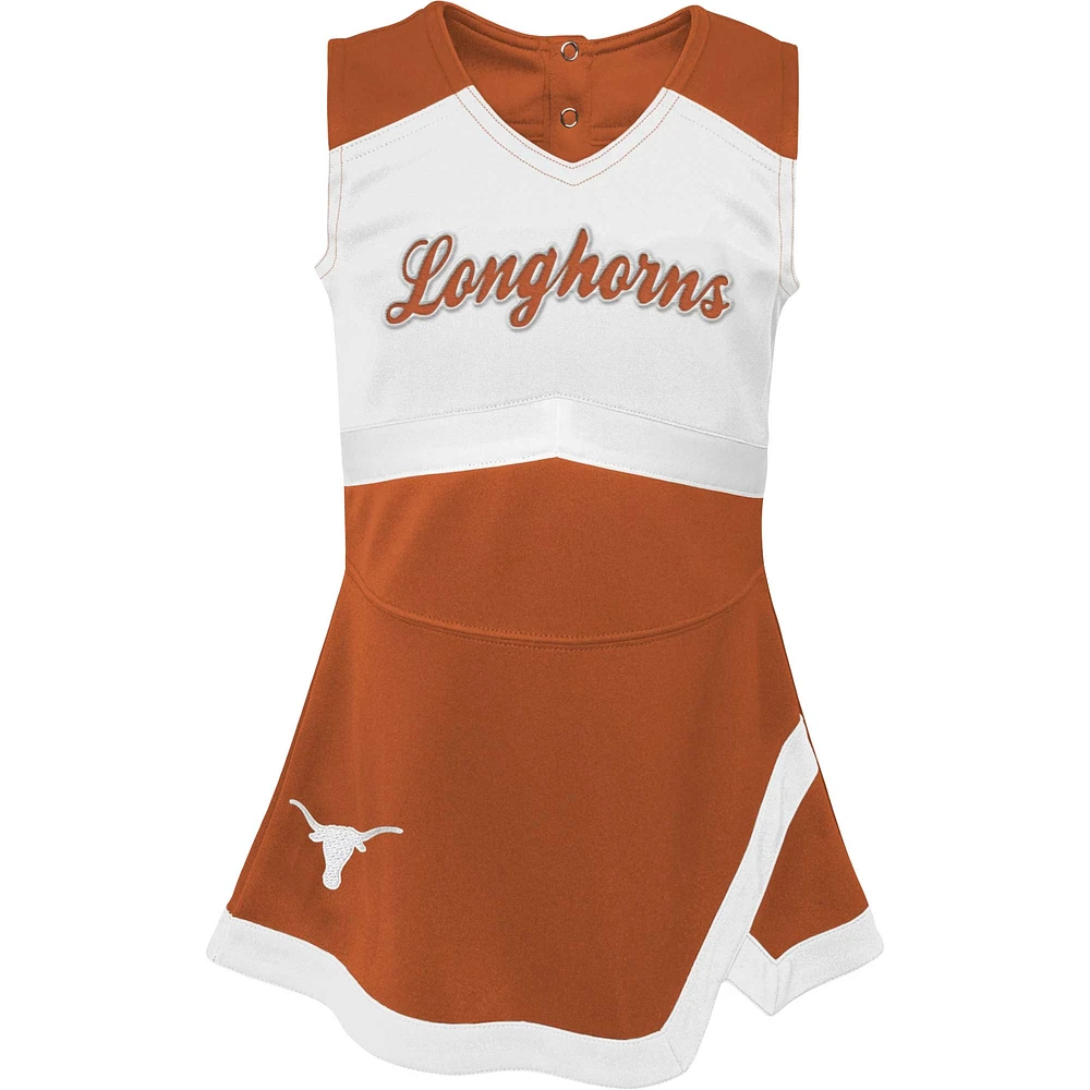 Girls Youth Burnt Orange/White Texas Longhorns Cheer Captain Jumper Dress