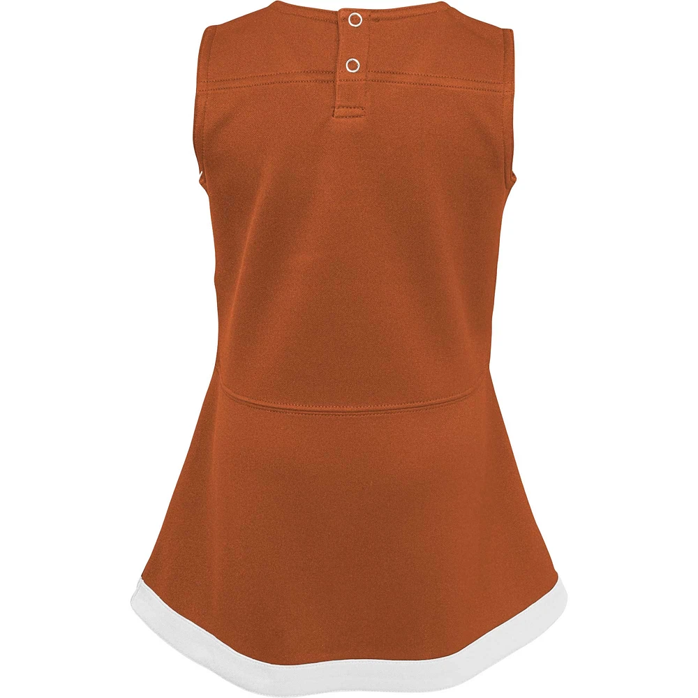 Girls Youth Burnt Orange/White Texas Longhorns Cheer Captain Jumper Dress