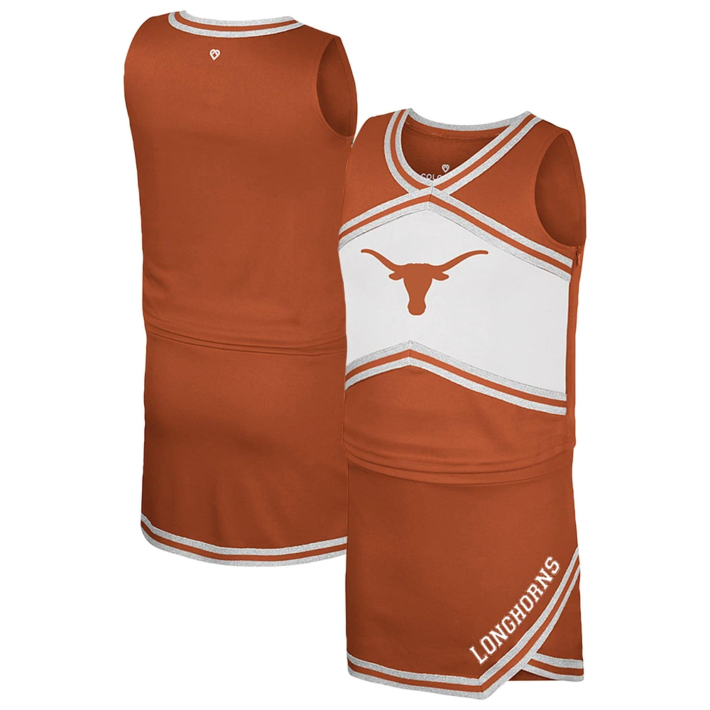 Ensemble haut et jupe de pom-pom girl Texas Longhorns Orange Colosseum pour filles