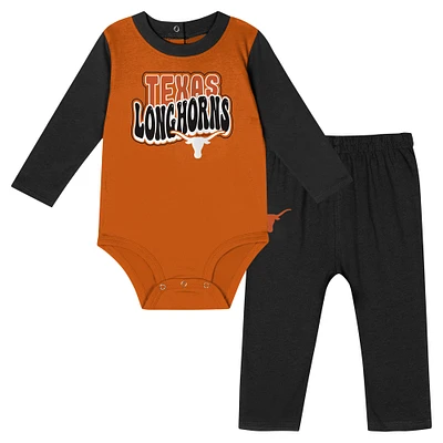 Infant Black Texas Longhorns Double Up Long Sleeve Bodysuit & Pant Set