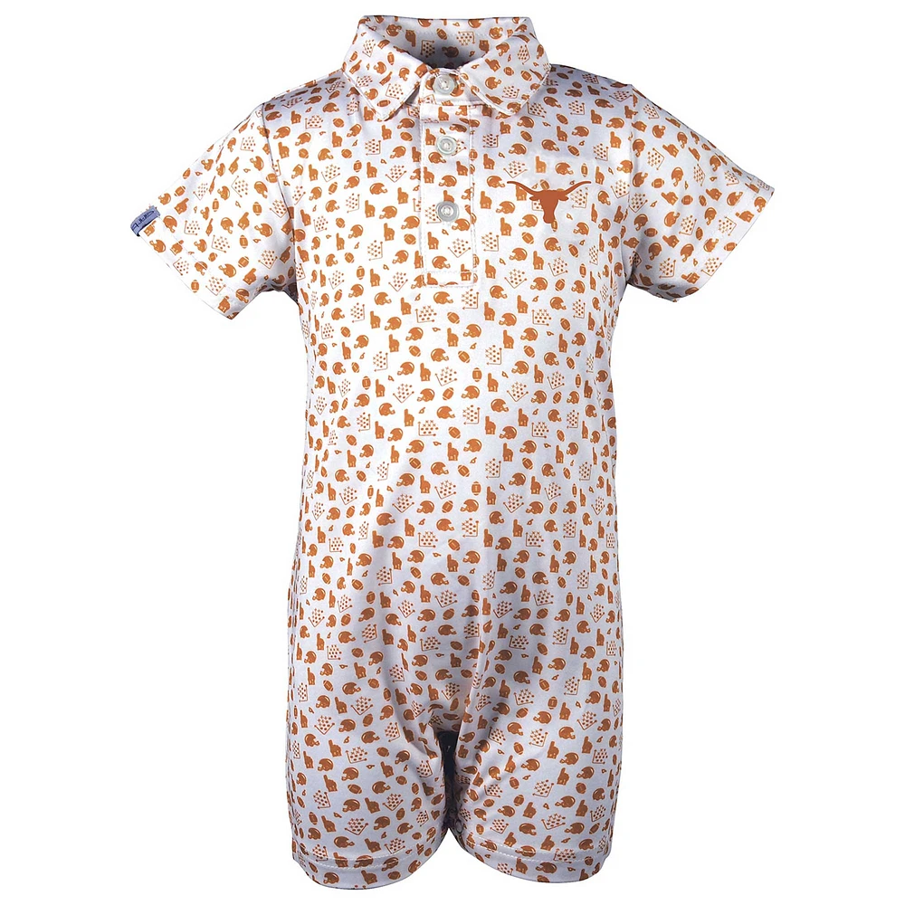 Infant Garb White Texas Longhorns Earnest Polo Romper