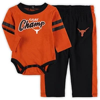 Bébé Texas Orange/Noir Longhorns Little Kicker Body à manches longues et pantalon de survêtement