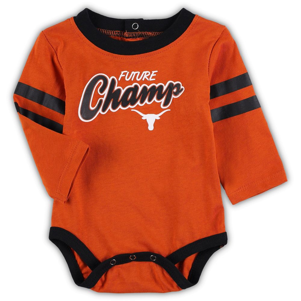Infant Texas Orange/Black Longhorns Little Kicker Long Sleeve Bodysuit and Sweatpants Set
