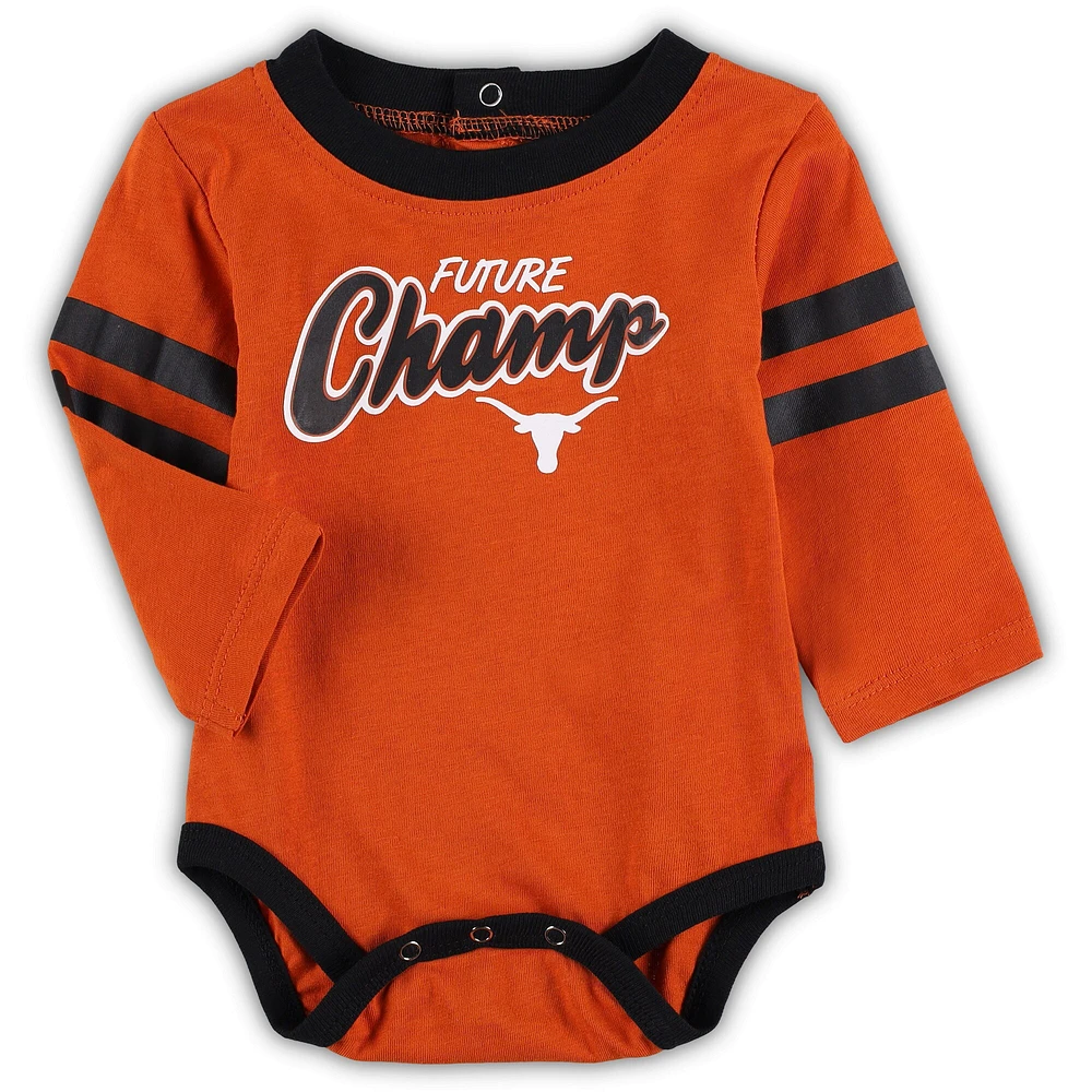 Bébé Texas Orange/Noir Longhorns Little Kicker Body à manches longues et pantalon de survêtement