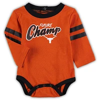 Bébé Texas Orange/Noir Longhorns Little Kicker Body à manches longues et pantalon de survêtement