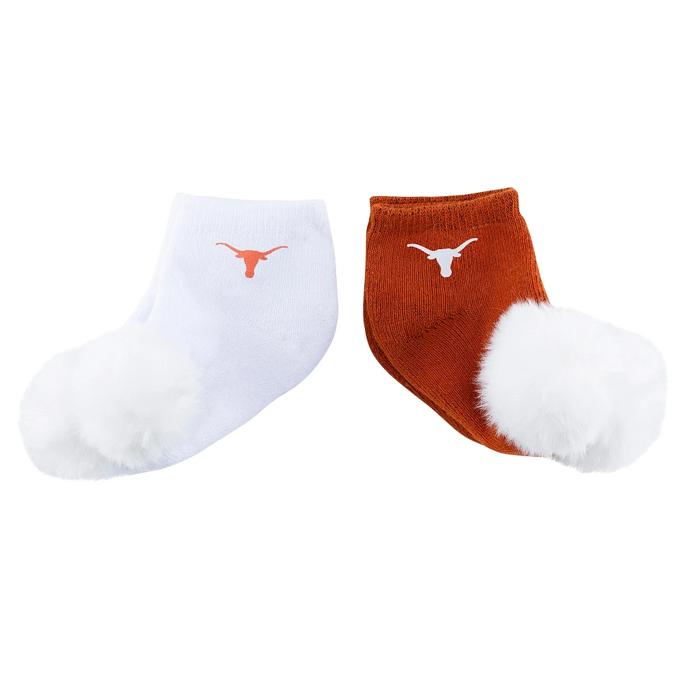 Lot de deux paires de chaussettes à pompon Texas Longhorns ZooZatz pour bébé