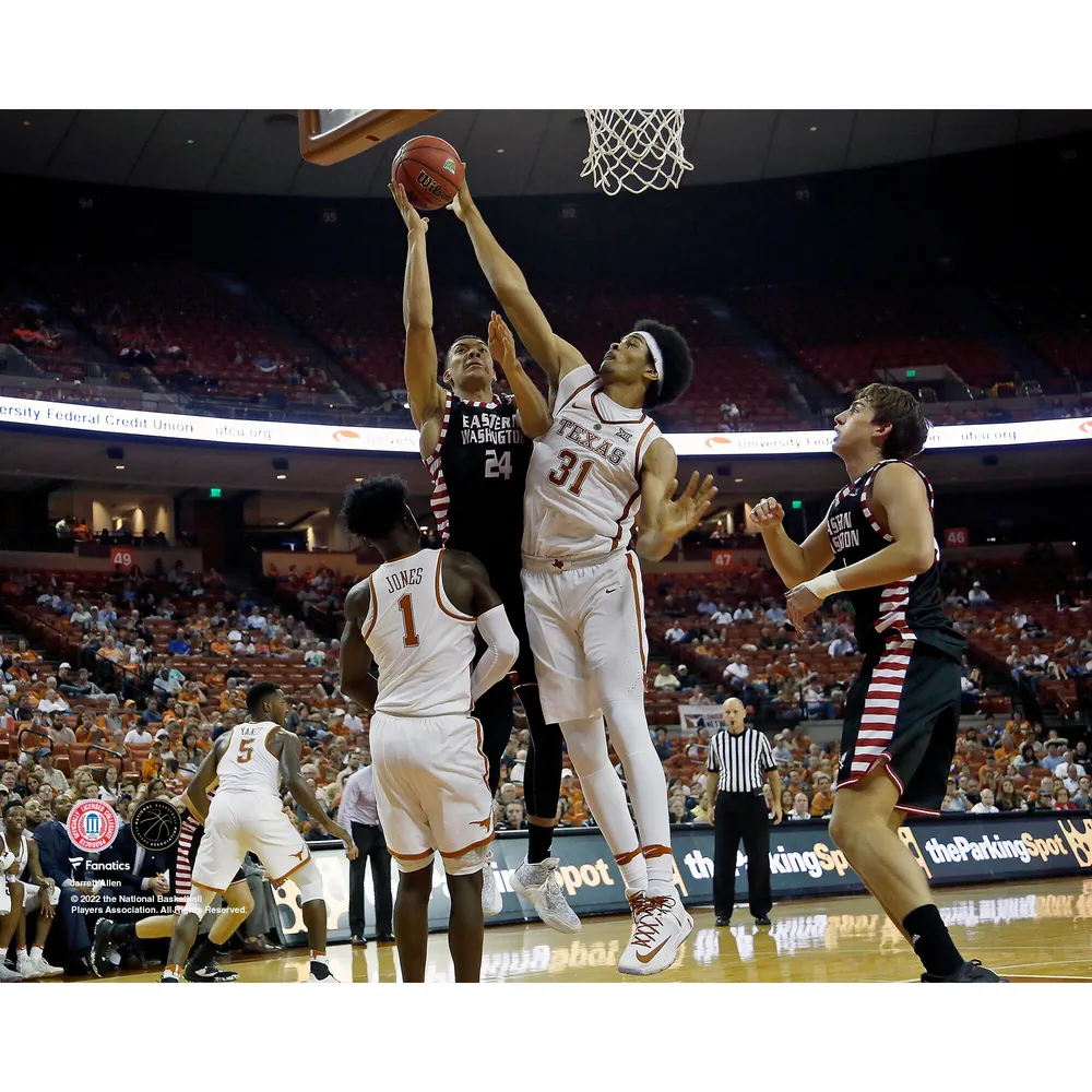 Lids Jarrett Allen Texas Longhorns Unsigned Fanatics Authentic Blocks a  Jump Shot Photograph | The Shops at Willow Bend