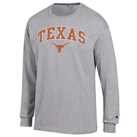 Men's Champion  Heather Gray Texas Longhorns Arch Over Logo Long Sleeve T-Shirt
