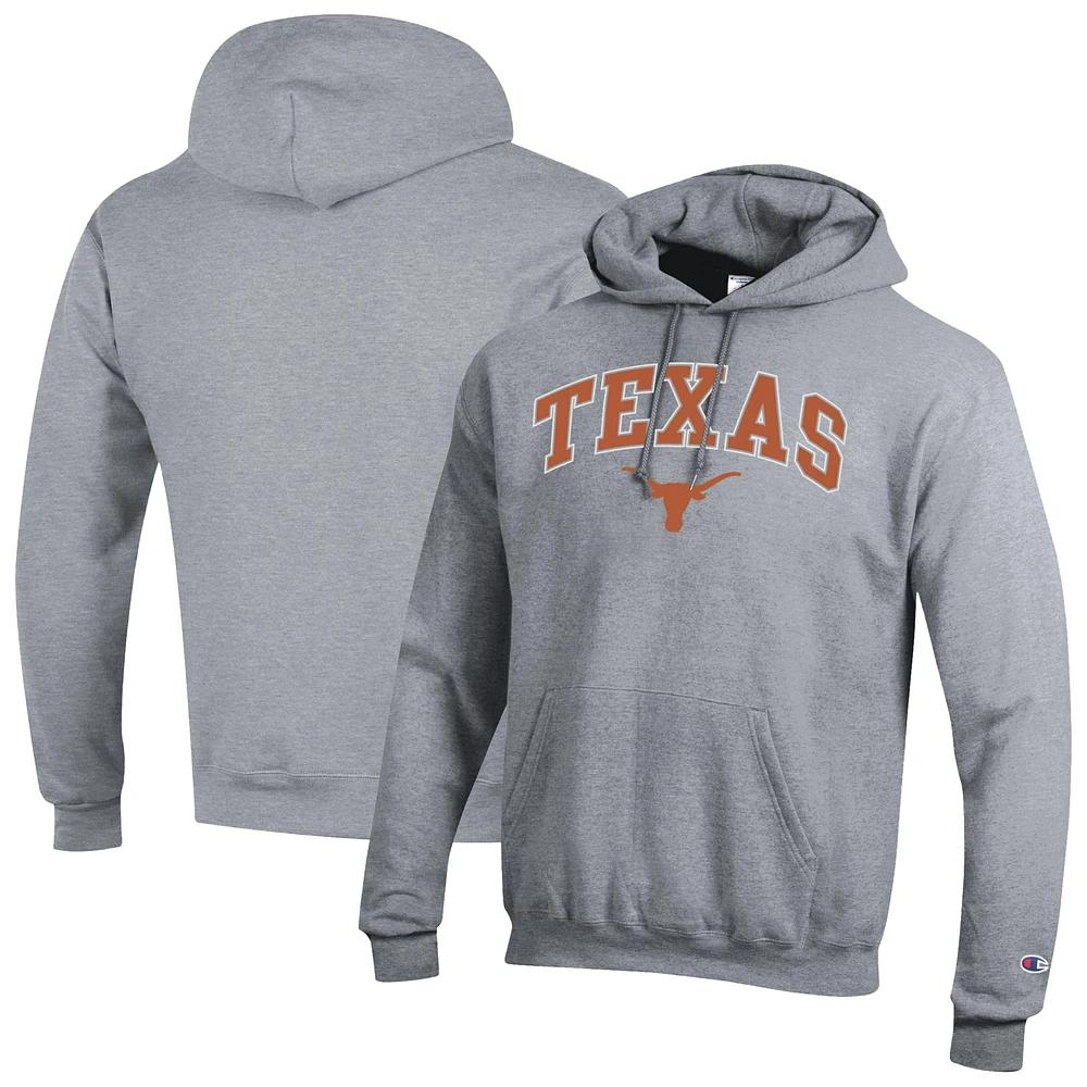 Sweat à capuche logo Arch Over Champion Heather Grey Texas Longhorns pour homme