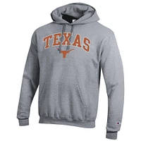Sweat à capuche logo Arch Over Champion Heather Grey Texas Longhorns pour homme