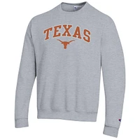 Men's Champion  Heather Gray Texas Longhorns Arch Over Logo Pullover Sweatshirt