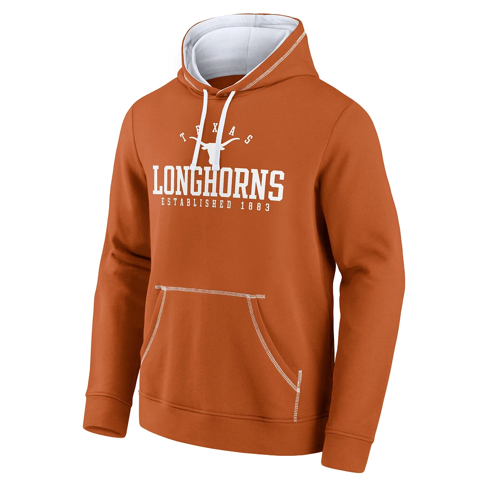 Men's Fanatics  Burnt Orange Texas Longhorns Fleece Pullover Hoodie