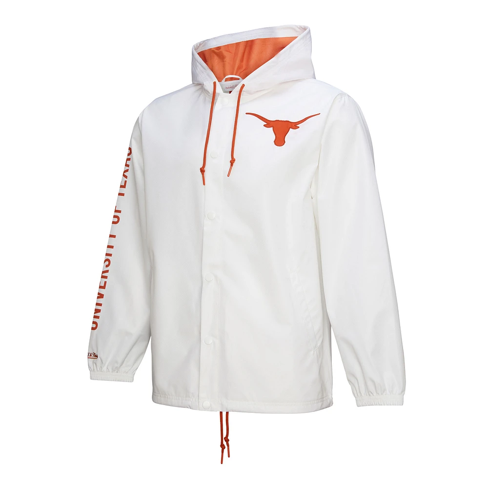 Men's Mitchell & Ness  White Texas Longhorns Coaches Full-Snap Hoodie Jacket