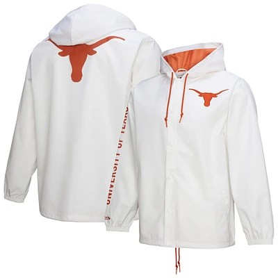 Men's Mitchell & Ness  White Texas Longhorns Coaches Full-Snap Hoodie Jacket