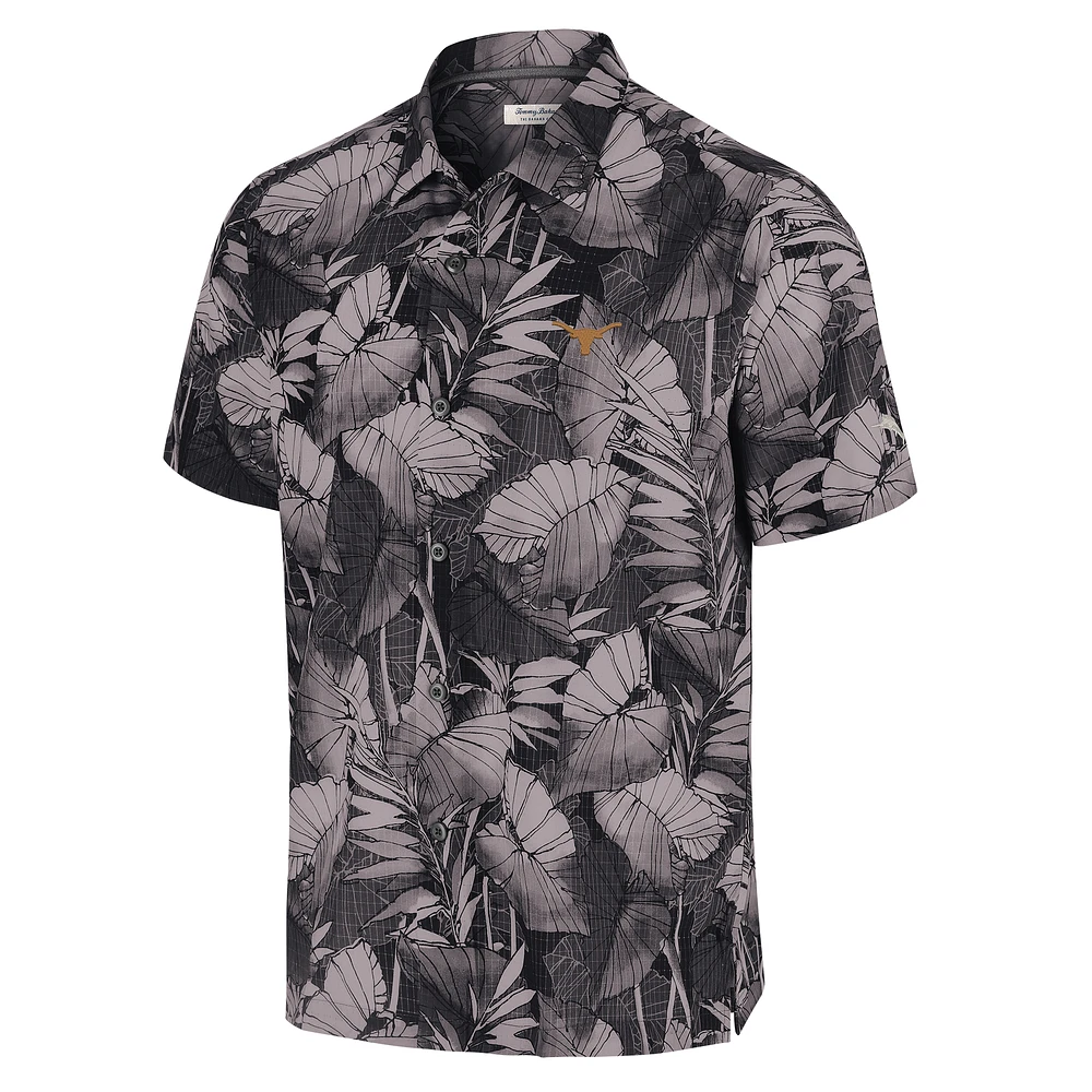 Men's Tommy Bahama  Black Texas Longhorns Coast Nuevo Fronds Camp Button-Up Top