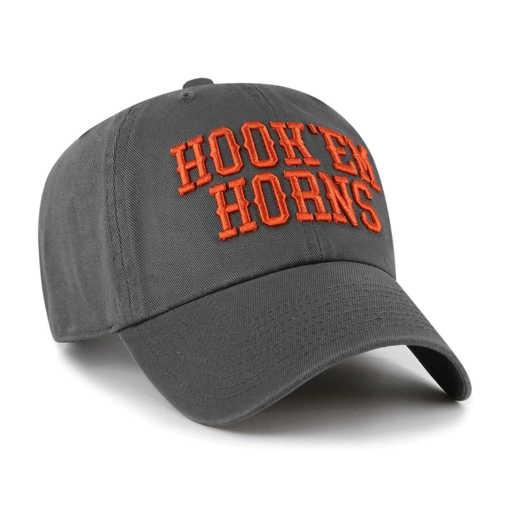 Men's '47 Charcoal Texas Longhorns Clean Up Adjustable Hat