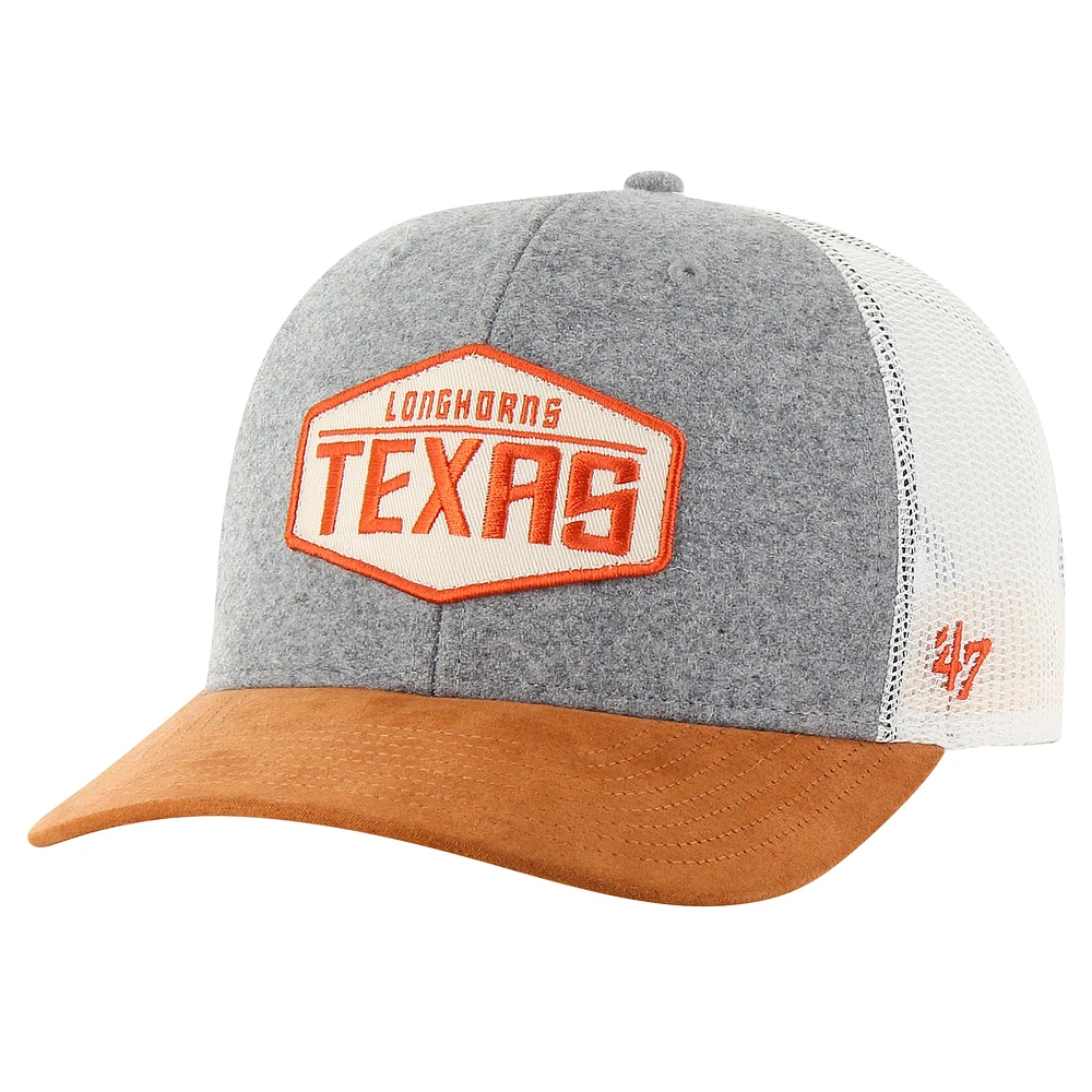 Men's '47 Heather Gray Texas Longhorns Drover Trucker Adjustable Hat