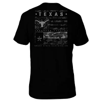 T-shirt noir à empiècements camouflage Texas Longhorns pour homme