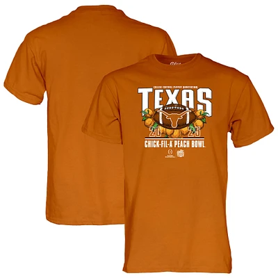 Men's Blue 84  Texas Orange Longhorns College Football Playoff 2025 Peach Bowl T-Shirt