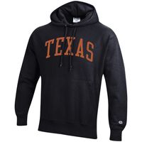 Men's Champion Black Texas Longhorns Team Arch Reverse Weave Pullover Hoodie