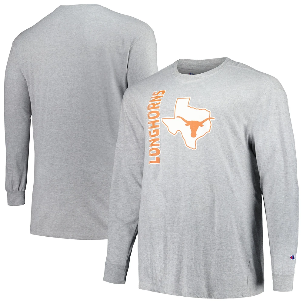 Champion Heather Grey Texas Longhorns Big & Tall Mascot T-shirt à manches longues pour hommes