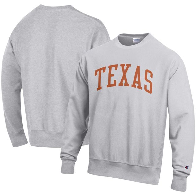 Sweat-shirt Champion Heathered Grey Texas Longhorns Arch Reverse Weave pour hommes