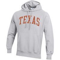 Men's Champion Heathered Gray Texas Longhorns Team Arch Reverse Weave Pullover Hoodie