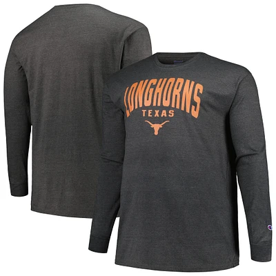 Men's Champion Texas Heather Charcoal Longhorns Big & Tall Arch Long Sleeve T-Shirt