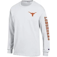 Men's Champion White Texas Longhorns Team Stack Long Sleeve T-Shirt