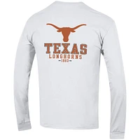 Men's Champion White Texas Longhorns Team Stack Long Sleeve T-Shirt