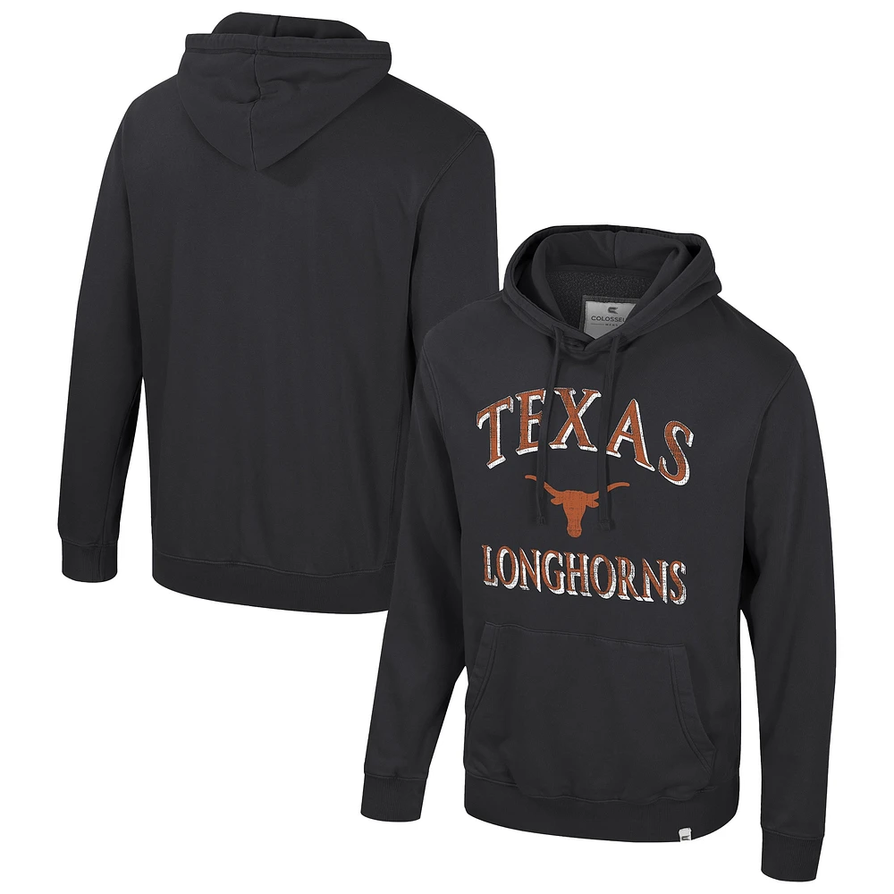 Sweat à capuche noir Texas Longhorns Big & Tall Cap E-Tan pour homme Colosseum