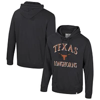 Men's Colosseum Black Texas Longhorns Big & Tall Cap E-Tan Pullover Hoodie