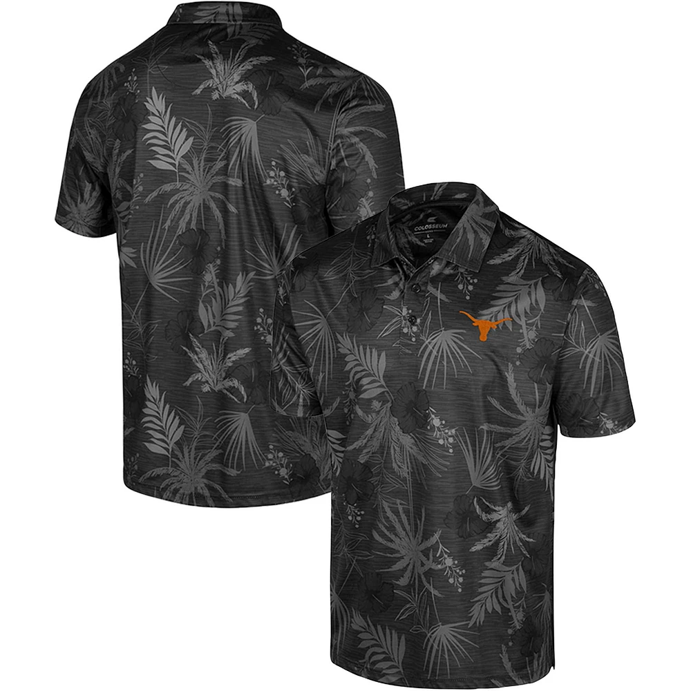 Men's Colosseum Black Texas Longhorns Big & Tall Palms Polo