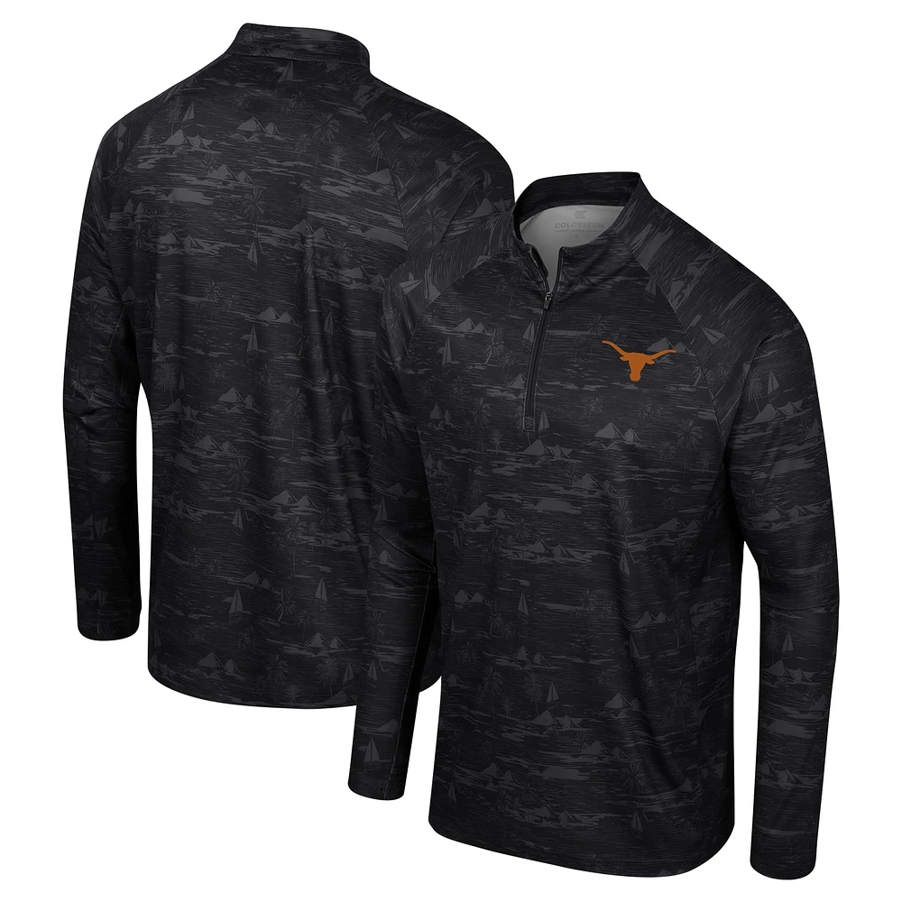 Men's Colosseum Black Texas Longhorns Carson Raglan Quarter-Zip Jacket