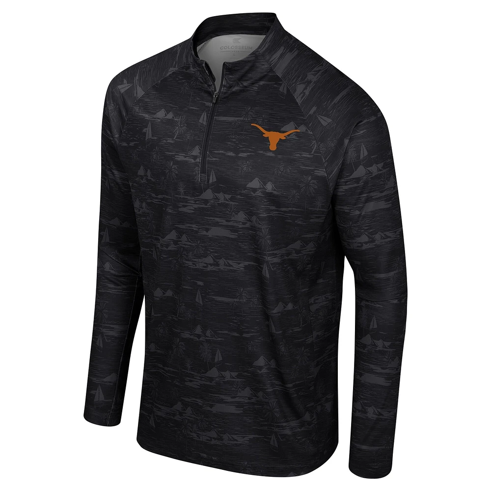 Men's Colosseum Black Texas Longhorns Carson Raglan Quarter-Zip Jacket