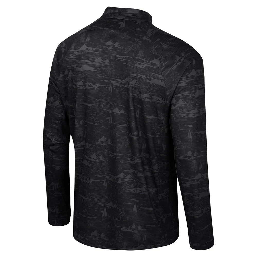 Men's Colosseum Black Texas Longhorns Carson Raglan Quarter-Zip Jacket