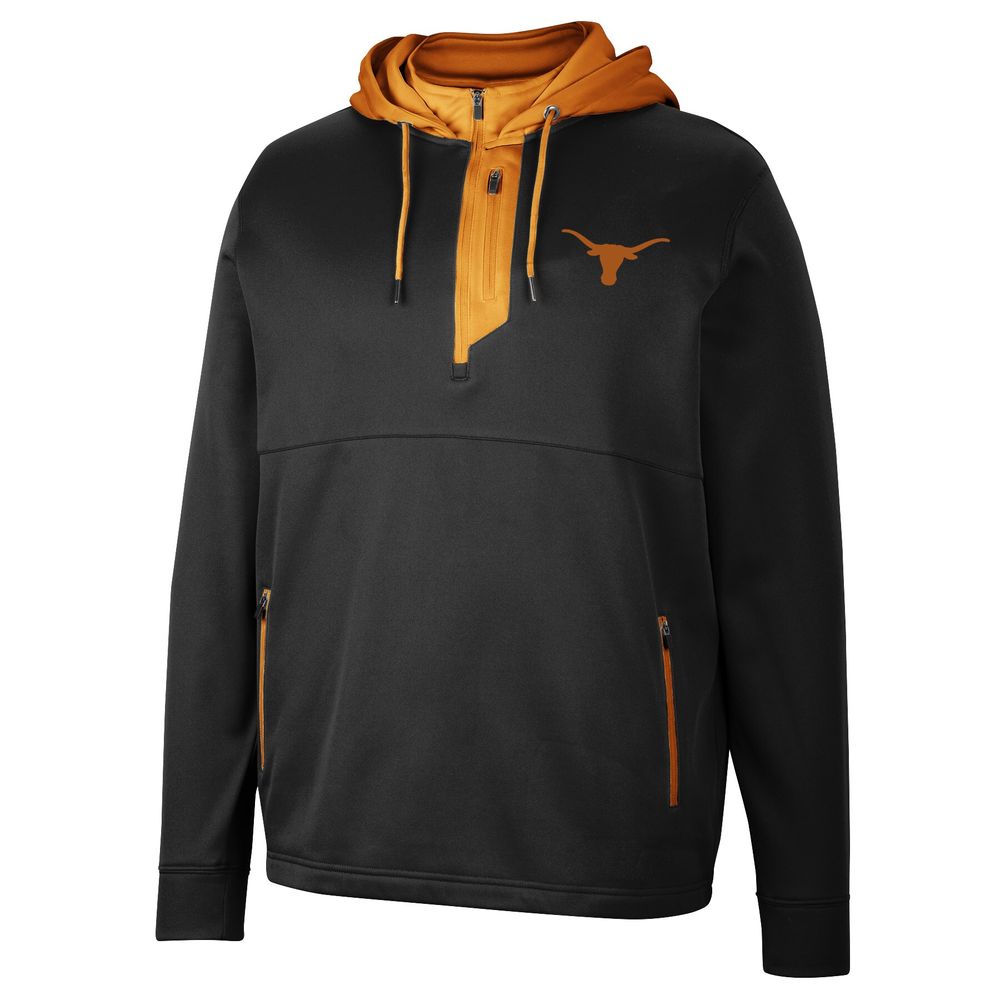 Men's Colosseum Black Texas Longhorns Luge 3.0 Quarter-Zip Hoodie