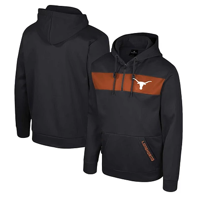 Men's Colosseum  Black Texas Longhorns Quarter-Zip Hoodie