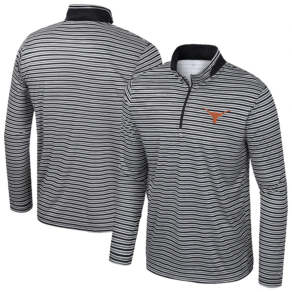 Men's Colosseum Black Texas Longhorns Striped Quarter-Zip Top
